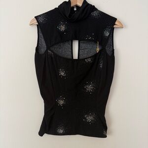 Vintage 2003 Roberto Cavalli Astrology Sweater Tank with Drapey Mock neck Size L